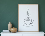 LINE DRAWING PRINT, Line Art, Tea Print, Coffee Print, Kitchen Decor, Wall Art - Happy You Prints