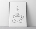 LINE DRAWING PRINT, Line Art, Tea Print, Coffee Print, Kitchen Decor, Wall Art - Happy You Prints