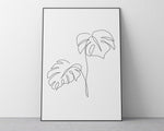 MONSTERA LEAF DRAWING Print | Line Art | Minimalistic Print | Monstera Print | Plant Drawing | Bathroom Print | Home Decor - Happy You Prints