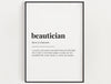 BEAUTICIAN DEFINITION PRINT | Wall Art Print | Beautician Print | Definition Print | Quote Print - Happy You Prints