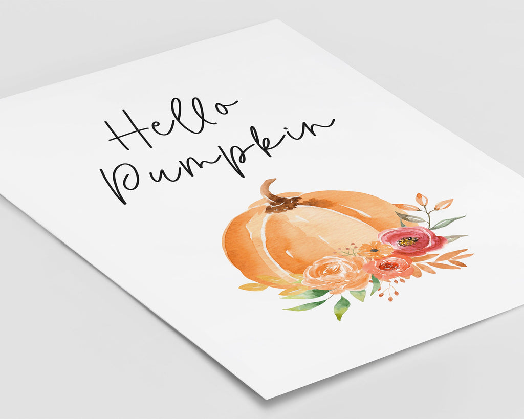 HELLO PUMPKIN PRINT | Pumpkin DÃ©cor | Autumnal Prints | Seasonal Prints | Haloween Prints - Happy You Prints