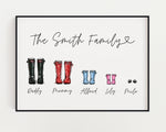 WELLIE BOOT PRINT | Custom Family Print | Personalised Wellie Print | Gift For Dad | Wall Decor - Happy You Prints