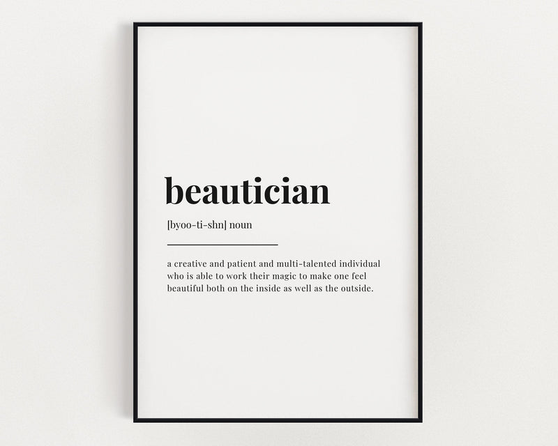 BEAUTICIAN DEFINITION PRINT | Wall Art Print | Beautician Print | Definition Print | Quote Print - Happy You Prints