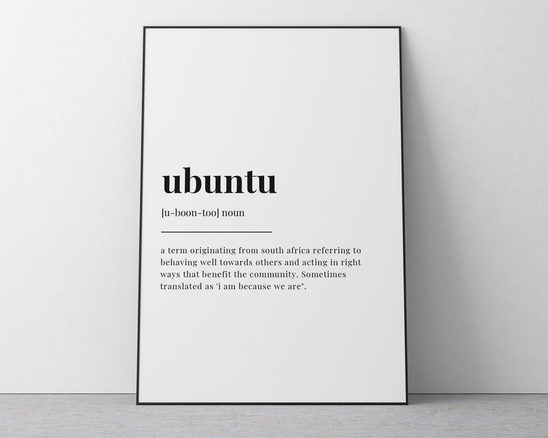 UBUNTU DEFINITION PRINT | Wall Art Print | Ubuntu Print | Definition Print | Quote Print - Happy You Prints