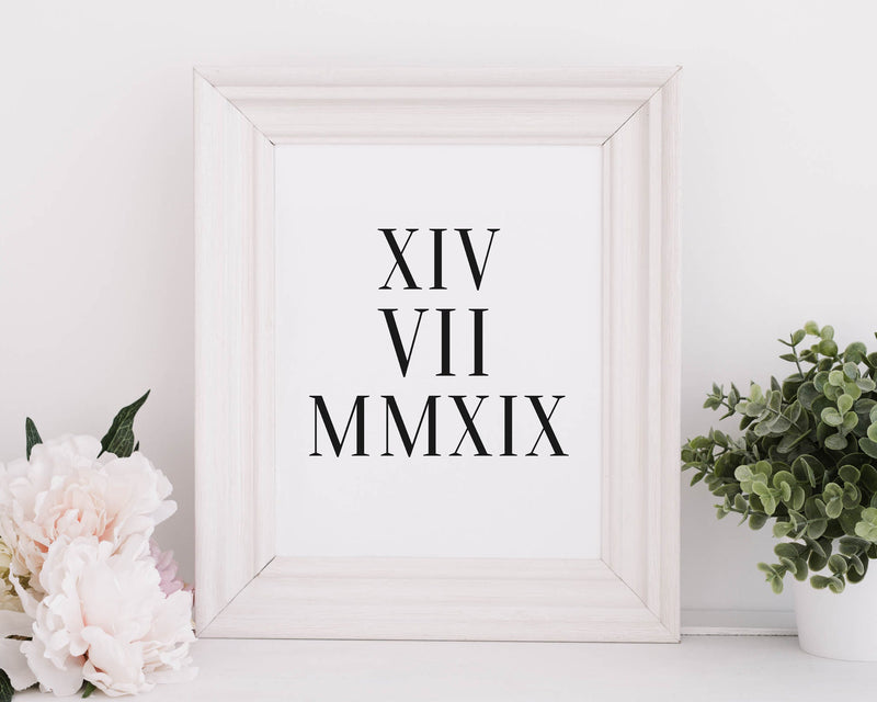 Roman Numerals Date Print | Wedding Date Print | Roman Numerals Custom Print  | Personalised Date Print - Happy You Prints