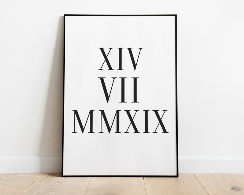 Roman Numerals Date Print | Wedding Date Print | Roman Numerals Custom Print  | Personalised Date Print - Happy You Prints