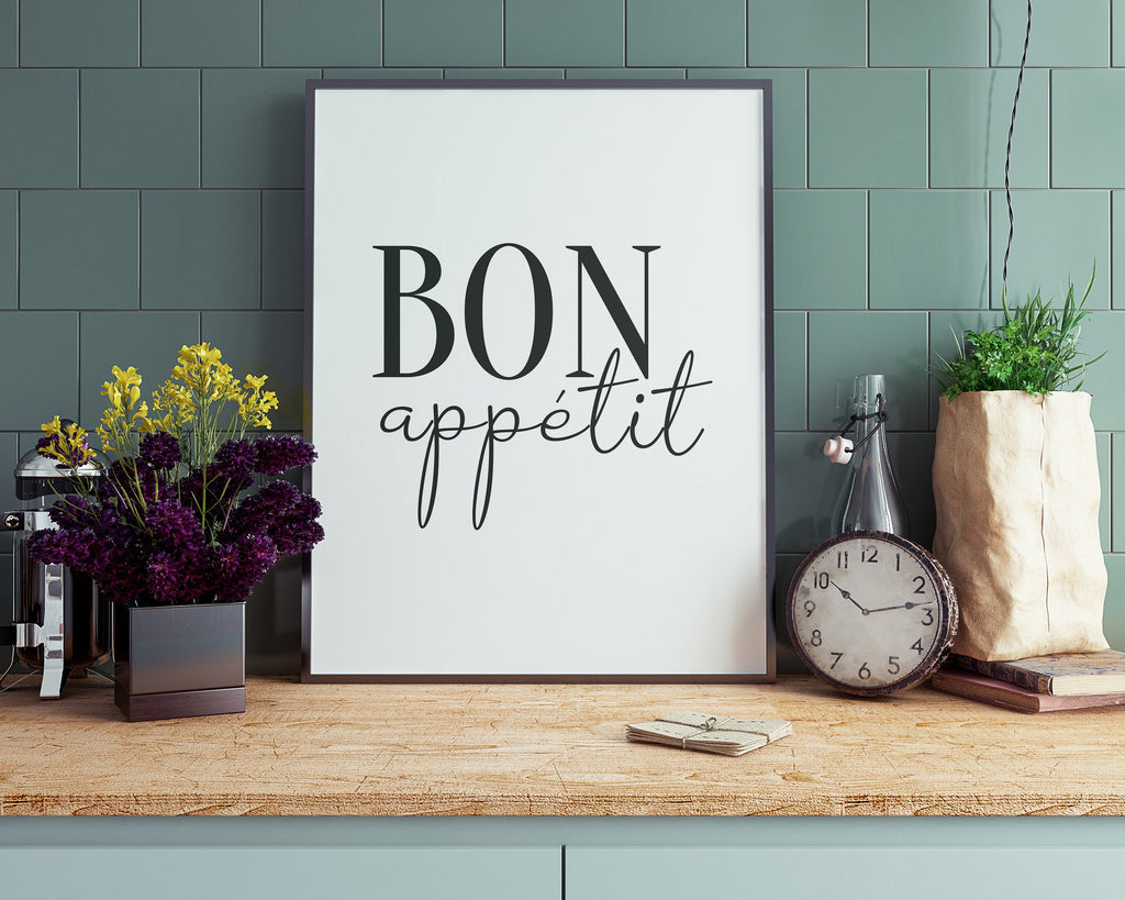 KITCHEN PRINTS | Bon Appetit | Kitchen Wall DÃ©cor | Kitchen Wall Art  | Funny Kitchen Art | Kitchen Poster - Happy You Prints