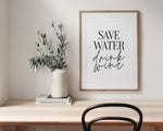 KITCHEN PRINTS | Save Water Drink Wine | Kitchen Wall Décor | Kitchen Wall Art  | Funny Kitchen Art | Kitchen Poster - Happy You Prints