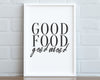 KITCHEN PRINTS | Good Mood Good Food | Kitchen Wall DÃ©cor | Kitchen Wall Art  | Funny Kitchen Art | Kitchen Poster - Happy You Prints