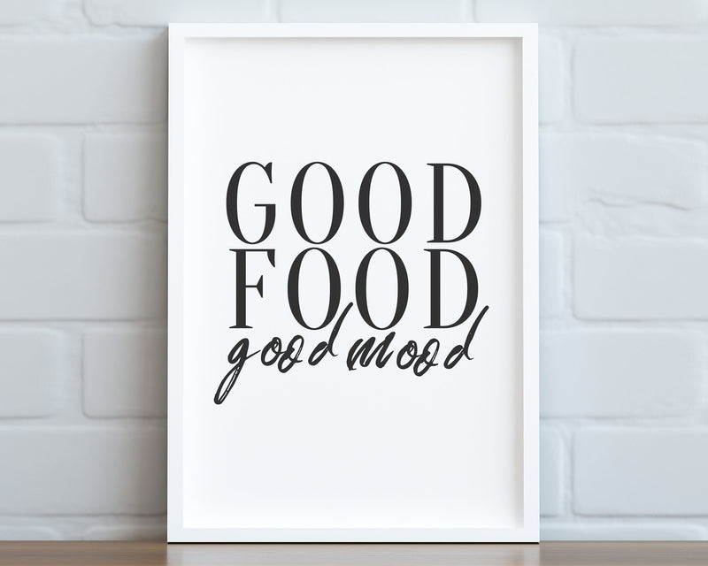 KITCHEN PRINTS | Good Mood Good Food | Kitchen Wall DÃ©cor | Kitchen Wall Art  | Funny Kitchen Art | Kitchen Poster - Happy You Prints