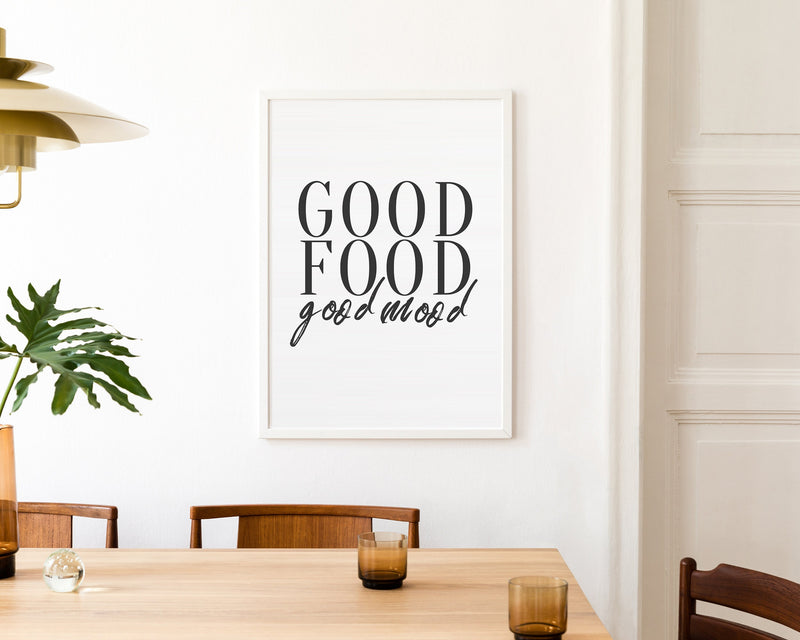 KITCHEN PRINTS | Good Mood Good Food | Kitchen Wall DÃ©cor | Kitchen Wall Art  | Funny Kitchen Art | Kitchen Poster - Happy You Prints