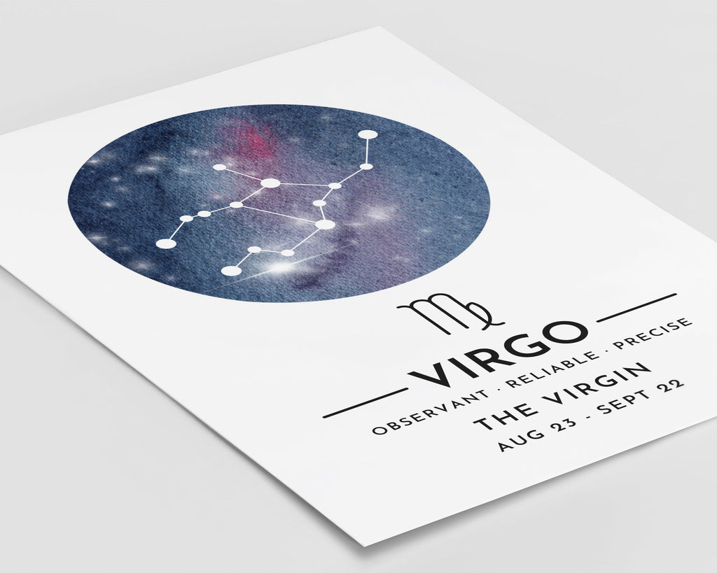 ZODIAC SIGN PRINT, Constellation Art Print, Virgo Print, Horoscope Print, Star Sign Print, Home Decor - Happy You Prints
