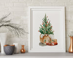 CHRISTMAS PRINT, Christmas Tree and Presents Wall Art, Festive Print, Winter Decor, Xmas Decor, Christmas Decoration