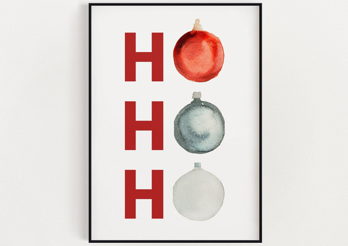 CHRISTMAS PRINT, Ho Ho Ho, Christmas Wall Art, Festive Print, Winter Decor, Xmas Decor, Christmas Decoration