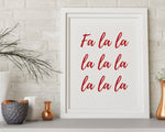 CHRISTMAS PRINT, Fa La La, Christmas Wall Art, Festive Print, Winter Decor, Xmas Decor, Christmas Decoration