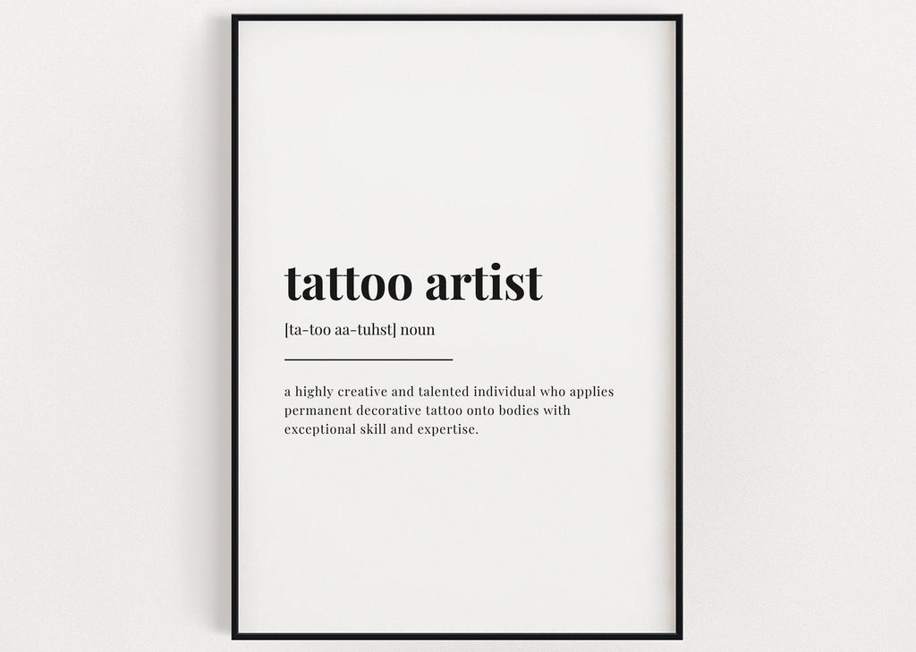 TATTOO ARTIST DEFINITION Print | Wall Art Print | Tattoo Artist  Print | Definition Print | Quote Print - Happy You Prints