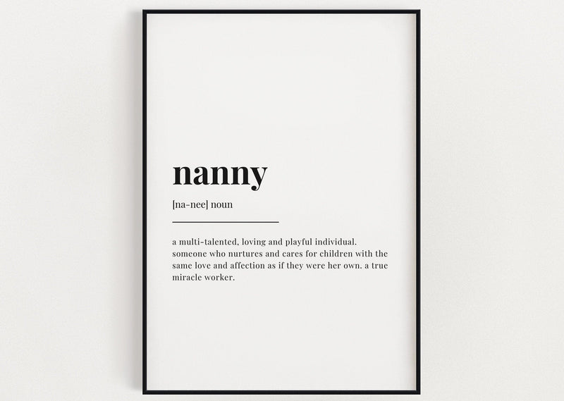 NANNY DEFINITION PRINT | Wall Art Print | Nanny Print | Definition Print | Quote Print - Happy You Prints