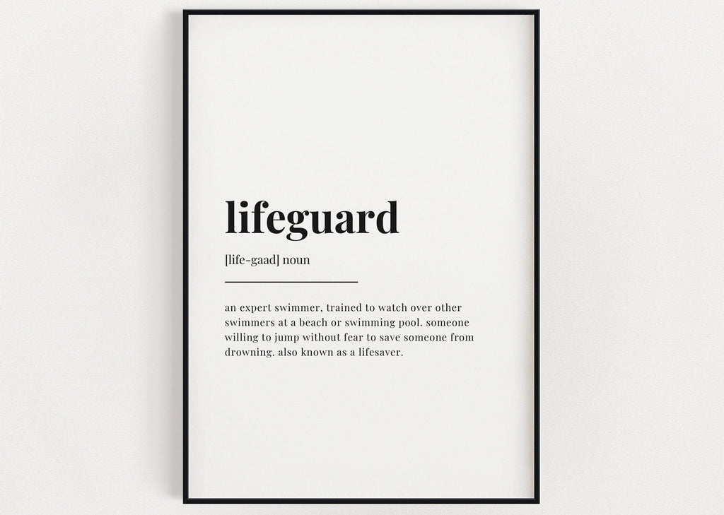 LIFEGUARD  DEFINITION PRINT | Wall Art Print | Lifeguard Print | Definition Print | Quote Print - Happy You Prints