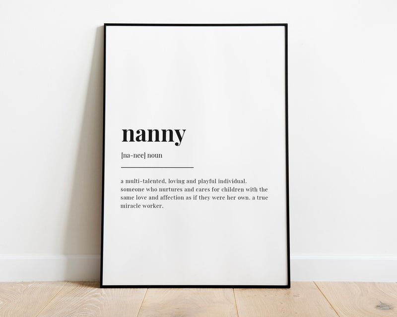 NANNY DEFINITION PRINT | Wall Art Print | Nanny Print | Definition Print | Quote Print - Happy You Prints