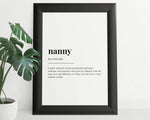 NANNY DEFINITION PRINT | Wall Art Print | Nanny Print | Definition Print | Quote Print - Happy You Prints