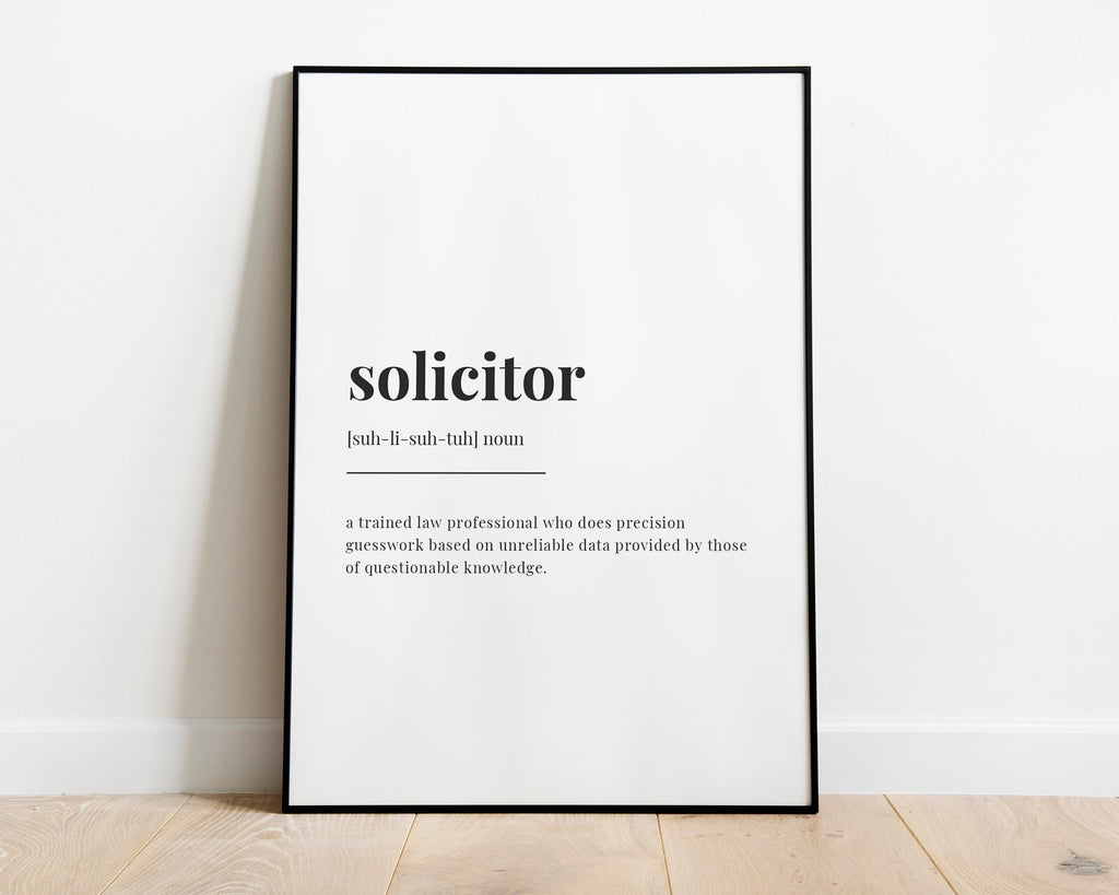 SOLICITOR DEFINITION PRINT | Wall Art Print | Solicitor Print | Definition Print | Quote Print | Solicitor Gift - Happy You Prints