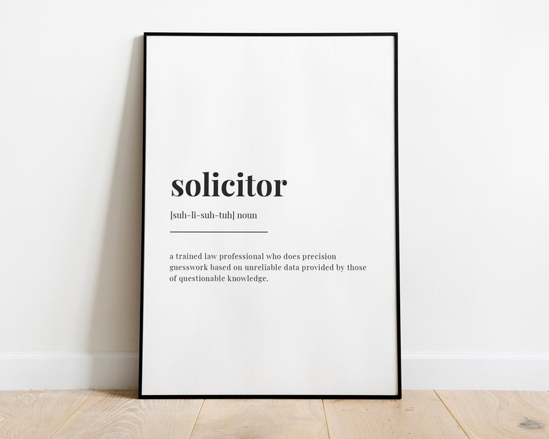 SOLICITOR DEFINITION PRINT | Wall Art Print | Solicitor Print | Definition Print | Quote Print | Solicitor Gift - Happy You Prints