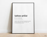 TATTOO ARTIST DEFINITION Print | Wall Art Print | Tattoo Artist  Print | Definition Print | Quote Print - Happy You Prints