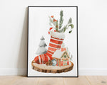 CHRISTMAS PRINT, Christmas Stockings, Christmas Wall Art, Festive Print, Winter Decor, Xmas Decor, Christmas Decoration