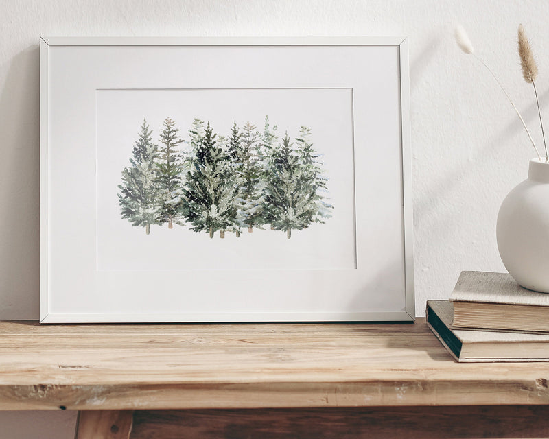 CHRISTMAS PRINT, Christmas Forest, Christmas Wall Art, Festive Print, Winter Decor, Xmas Decor, Christmas Decoration