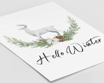 CHRISTMAS PRINT, Hello Winter, Christmas Wall Art, Festive Print, Winter Decor, Xmas Decor, Christmas Decoration