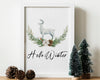 CHRISTMAS PRINT, Hello Winter, Christmas Wall Art, Festive Print, Winter Decor, Xmas Decor, Christmas Decoration