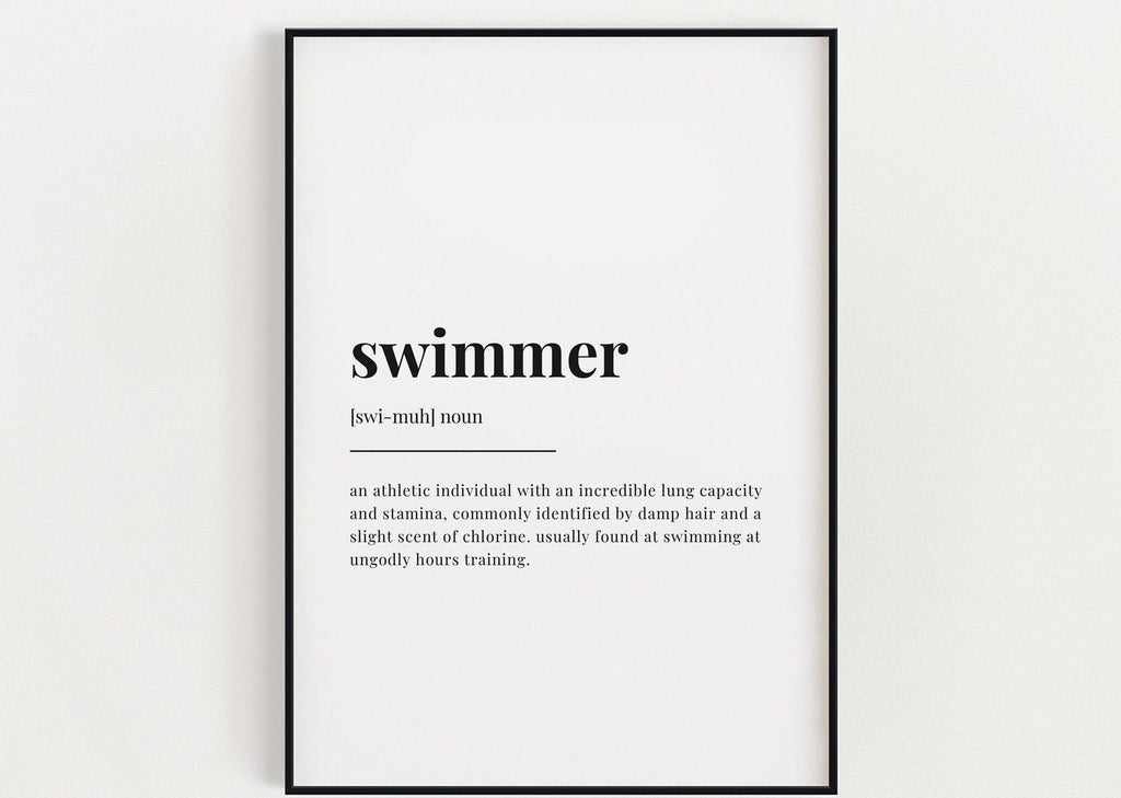 SWIMMER DEFINITION PRINT | Wall Art Print | Swimmer Print | Definition Print | Quote Print - Happy You Prints