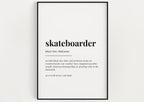 SKATEBOARDER DEFINITION PRINT | Wall Art Print | Skateboarder Print | Definition Print | Quote Print - Happy You Prints
