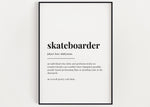 SKATEBOARDER DEFINITION PRINT | Wall Art Print | Skateboarder Print | Definition Print | Quote Print - Happy You Prints