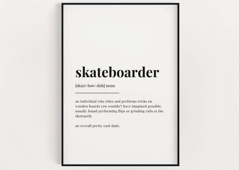 SKATEBOARDER DEFINITION PRINT | Wall Art Print | Skateboarder Print | Definition Print | Quote Print - Happy You Prints