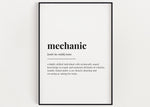 MECHANIC DEFINITION PRINT | Wall Art Print | Mechanic Print | Definition Print | Quote Print - Happy You Prints