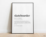 SKATEBOARDER DEFINITION PRINT | Wall Art Print | Skateboarder Print | Definition Print | Quote Print - Happy You Prints