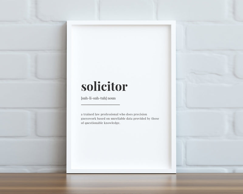 SOLICITOR DEFINITION PRINT | Wall Art Print | Solicitor Print | Definition Print | Quote Print | Solicitor Gift - Happy You Prints