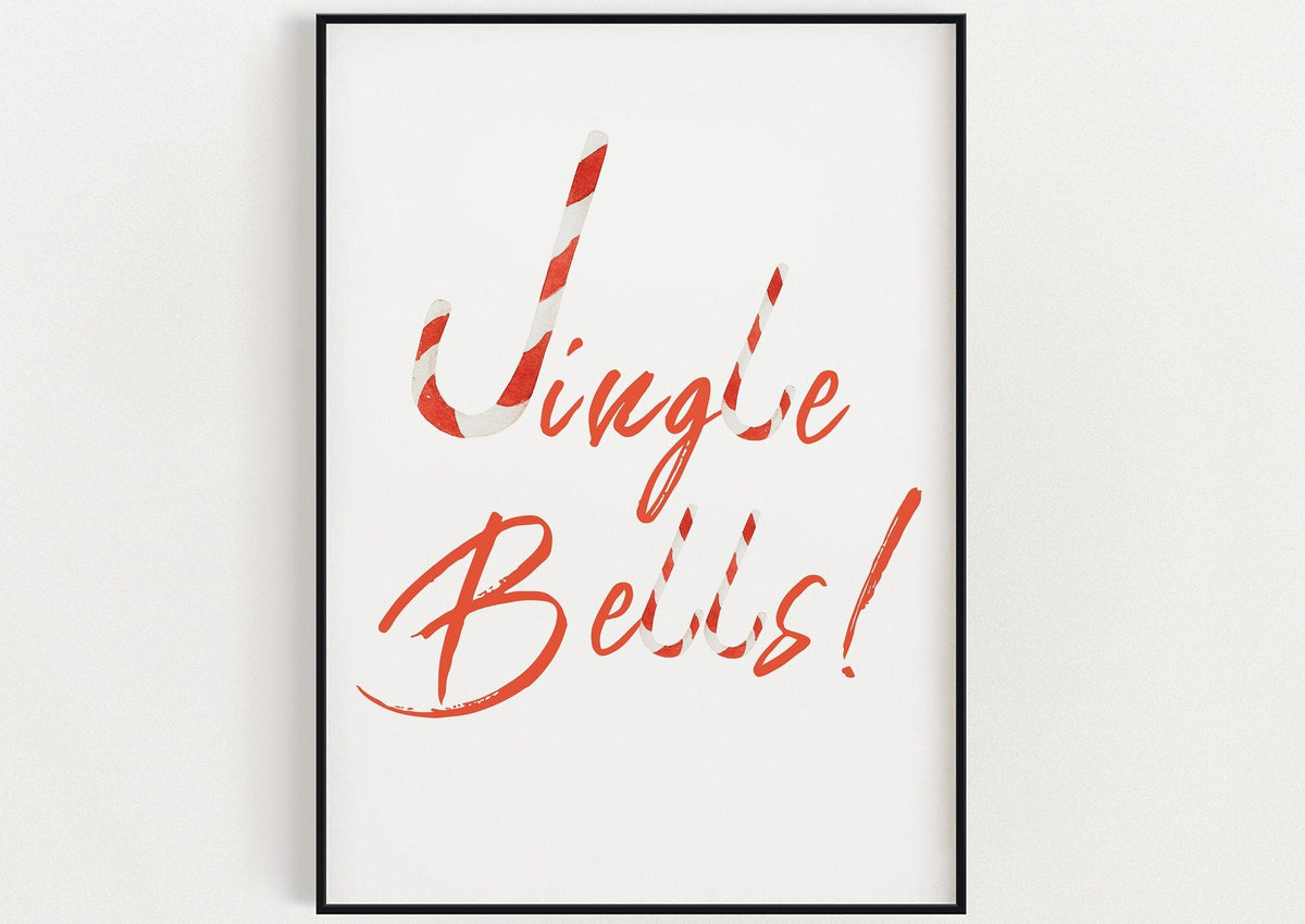 CHRISTMAS PRINT, Jingle Bells, Christmas Wall Art, Festive Print, Winter Decor, Xmas Decor, Christmas Decoration