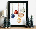 CHRISTMAS PRINT, Baubles Wall Art, Christmas Wall Art, Festive Print, Winter Decor, Xmas Decor, Christmas Decoration