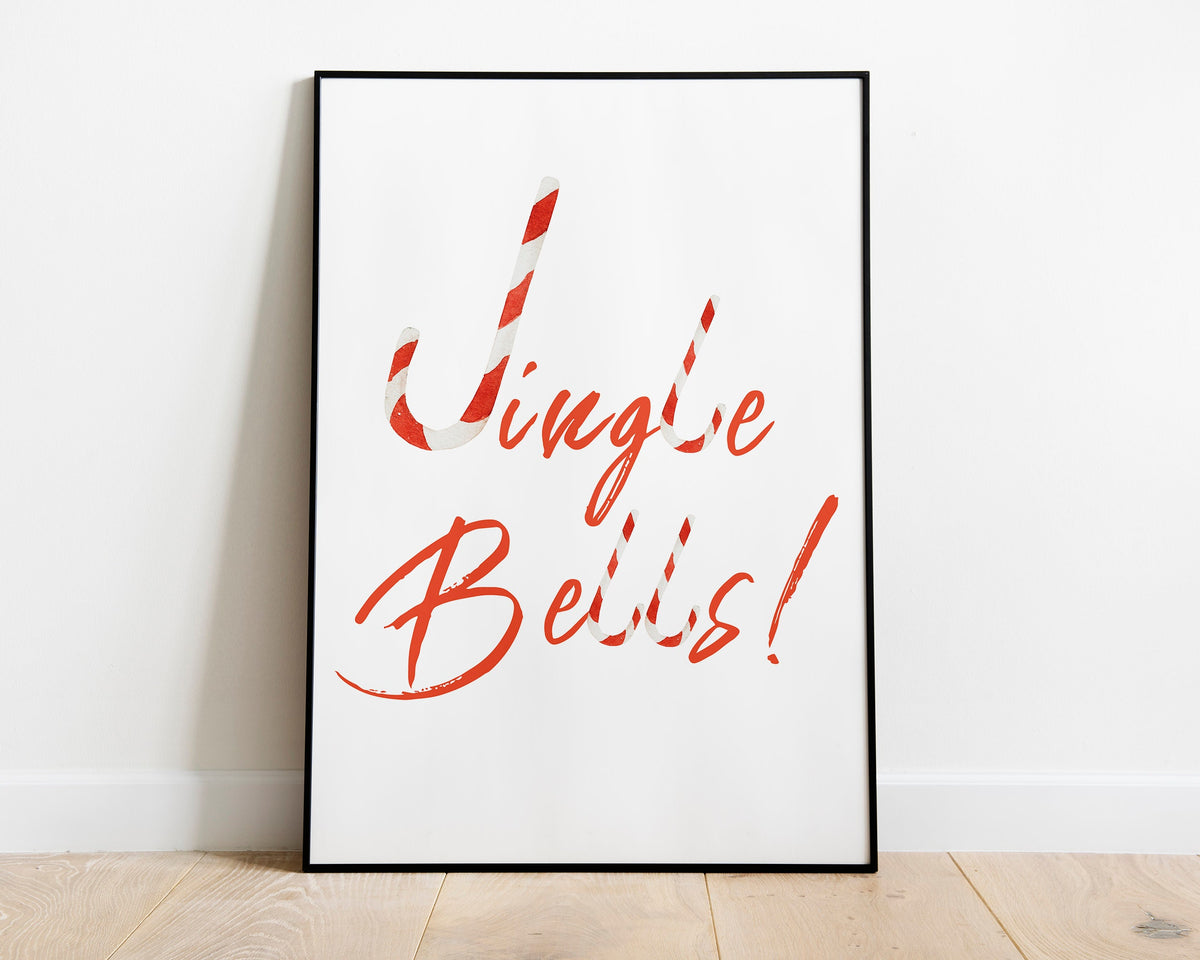 CHRISTMAS PRINT, Jingle Bells, Christmas Wall Art, Festive Print, Winter Decor, Xmas Decor, Christmas Decoration
