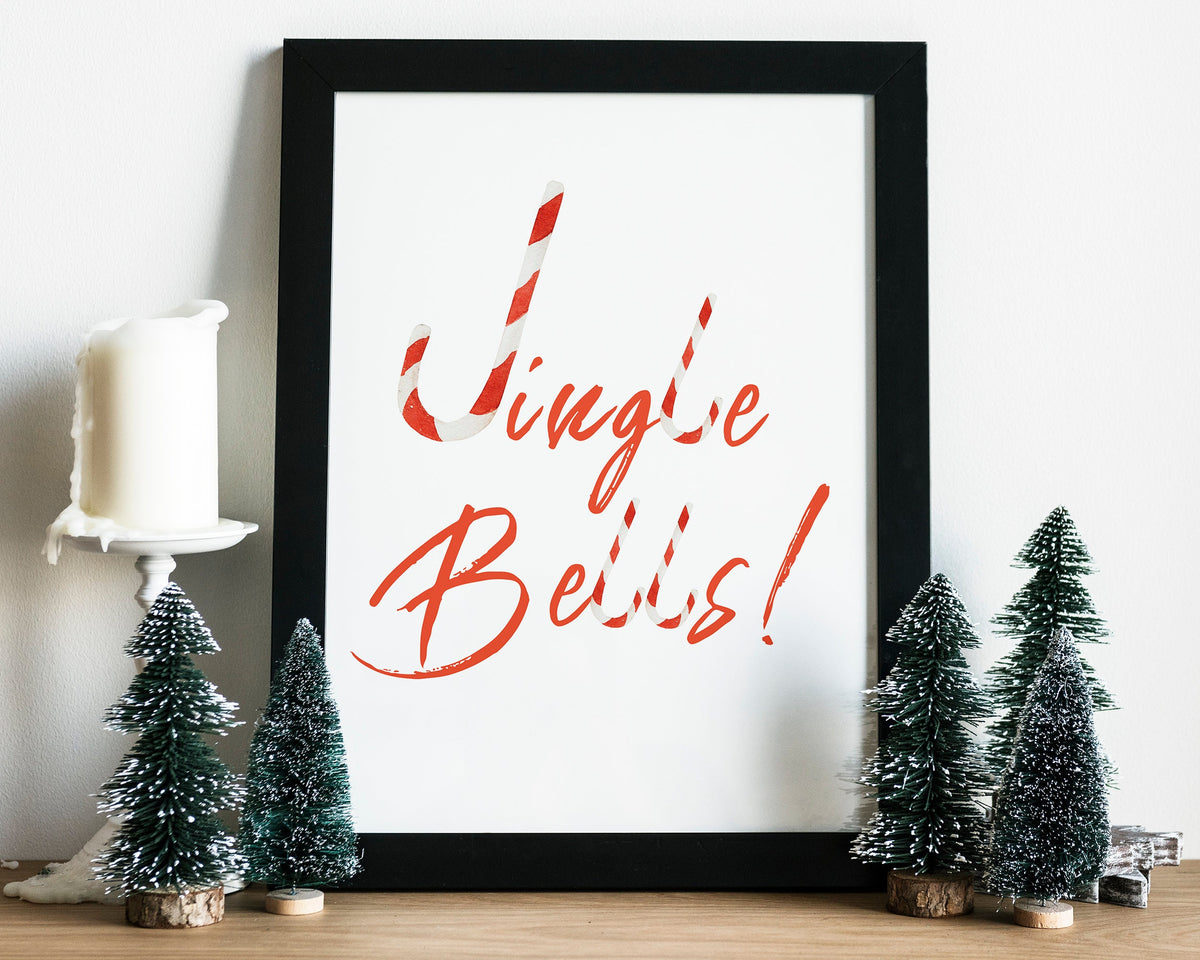 CHRISTMAS PRINT, Jingle Bells, Christmas Wall Art, Festive Print, Winter Decor, Xmas Decor, Christmas Decoration