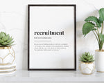 RECRUITMENT DEFINITION PRINT | Wall Art Print | Recruitment Print | Definition Print | Quote Print - Happy You Prints