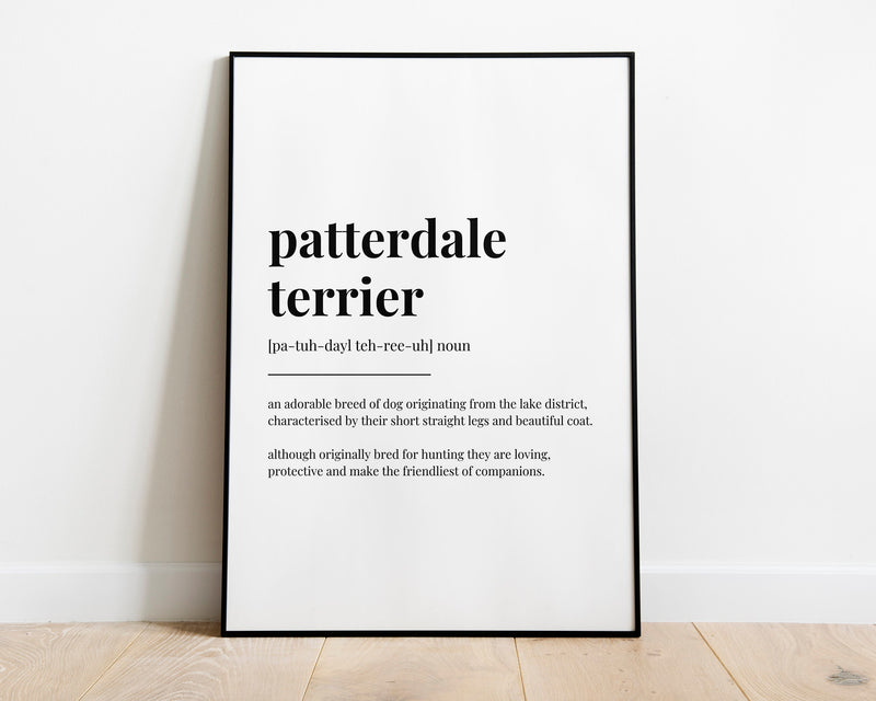 PATTERDALE TERRIER DEFINITION Print | Wall Art Print | Patterdale Terrier Print | Definition Print | Quote Print | Dog Lover Gift - Happy You Prints