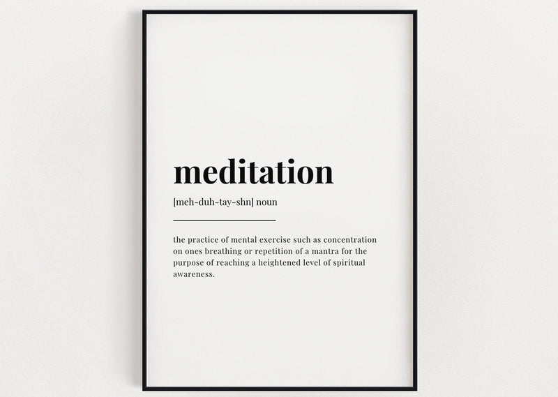 MEDITATION DEFINITION PRINT | Wall Art Print | Meditation Print | Definition Print | Quote Print - Happy You Prints