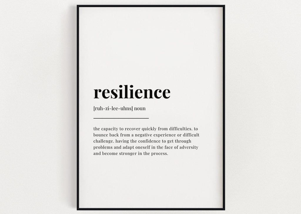 RESILIENCE DEFINITION PRINT | Wall Art Print | Resilience Print | Definition Print | Quote Print - Happy You Prints