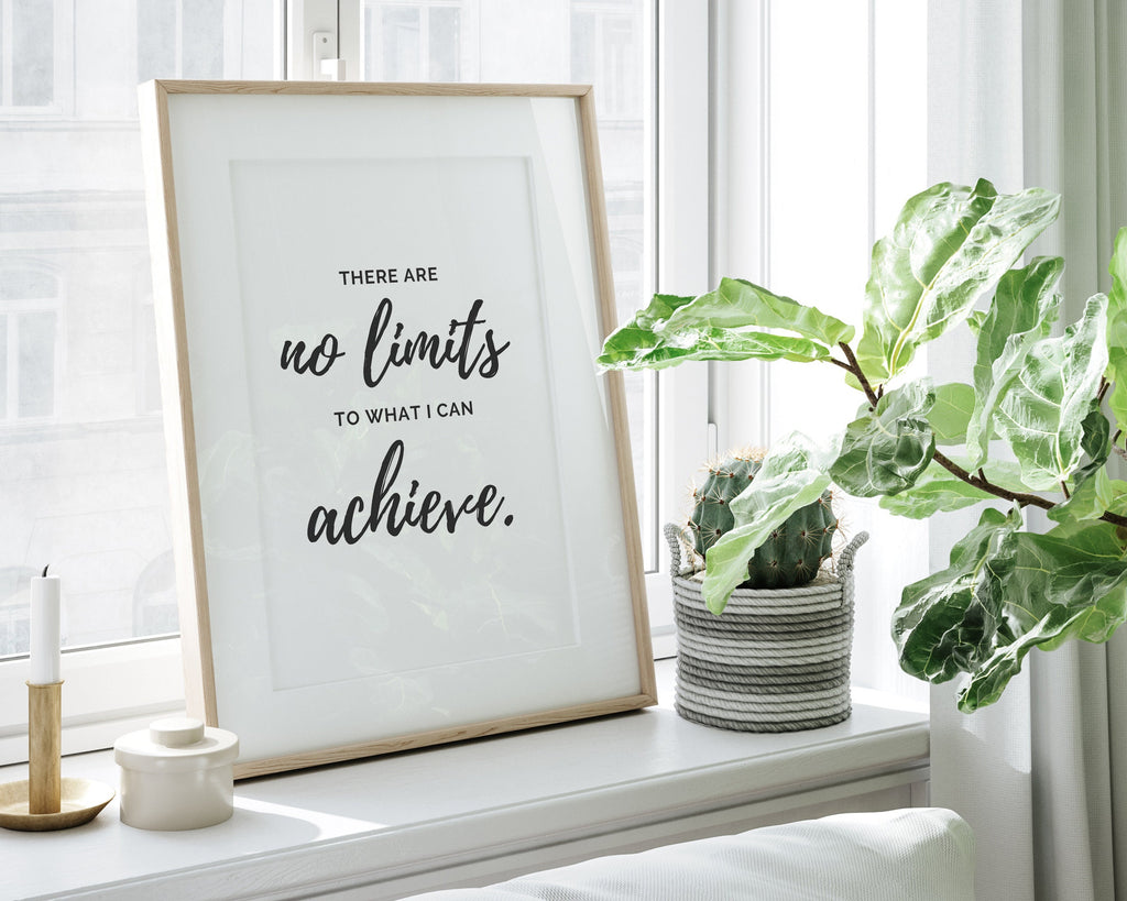 MOTIVATIONAL PRINT, There Are No Limits, Inspirational Quote, Positive Wall Art, Wall Décor, Art Print, Inspirational Quote, Typography Art - Happy You Prints