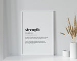 STRENGTH DEFINITION PRINT | Wall Art Print | Strength Print | Definition Print | Quote Print - Happy You Prints