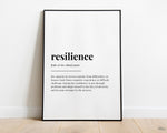 RESILIENCE DEFINITION PRINT | Wall Art Print | Resilience Print | Definition Print | Quote Print - Happy You Prints