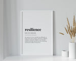 RESILIENCE DEFINITION PRINT | Wall Art Print | Resilience Print | Definition Print | Quote Print - Happy You Prints